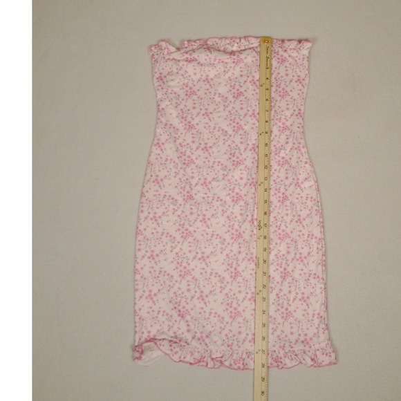 NWOT SHEIN Pink Floral Ruffle Tube Dress Women Size M Mini Bodycon - Picture 8 of 8